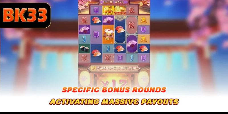 Specific bonus rounds activating massive payouts
